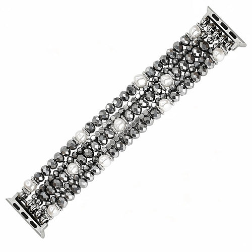 Apple Watch Perlenbesetztes Kristallarmband (Silber)
