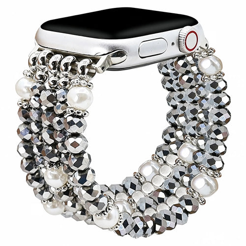 Apple Watch Perlenbesetztes Kristallarmband (Silber)