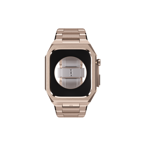 Reqior Apple Watch 45mm Hülle mit integriertem Stahlarmband 'Nautilus' (Roségold)