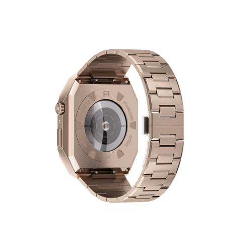 Reqior Apple Watch 45mm Hülle mit integriertem Stahlarmband 'Nautilus' (Roségold)