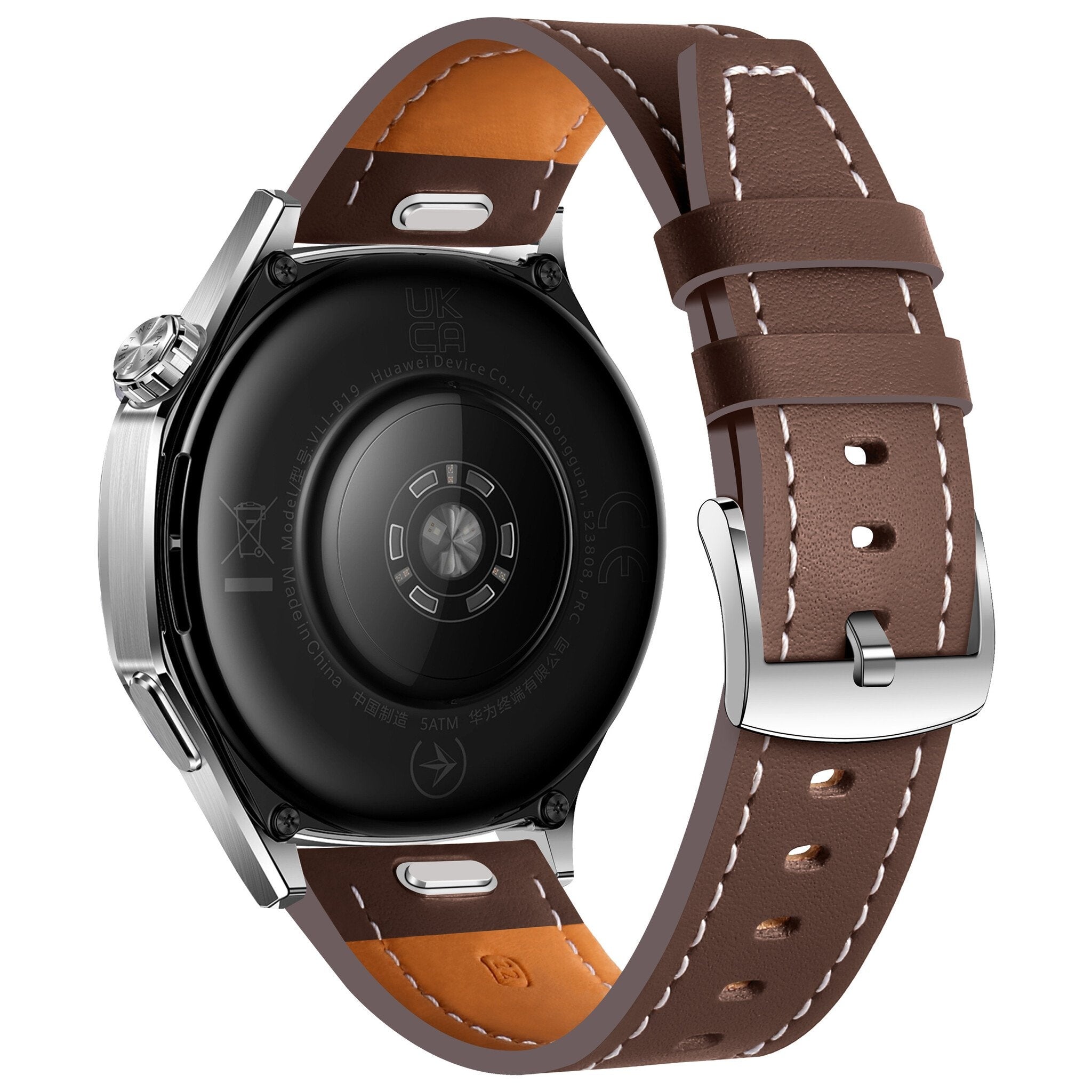Huawei Watch GT 2 46mm 'One Push' Leather Strap (Dark Brown)