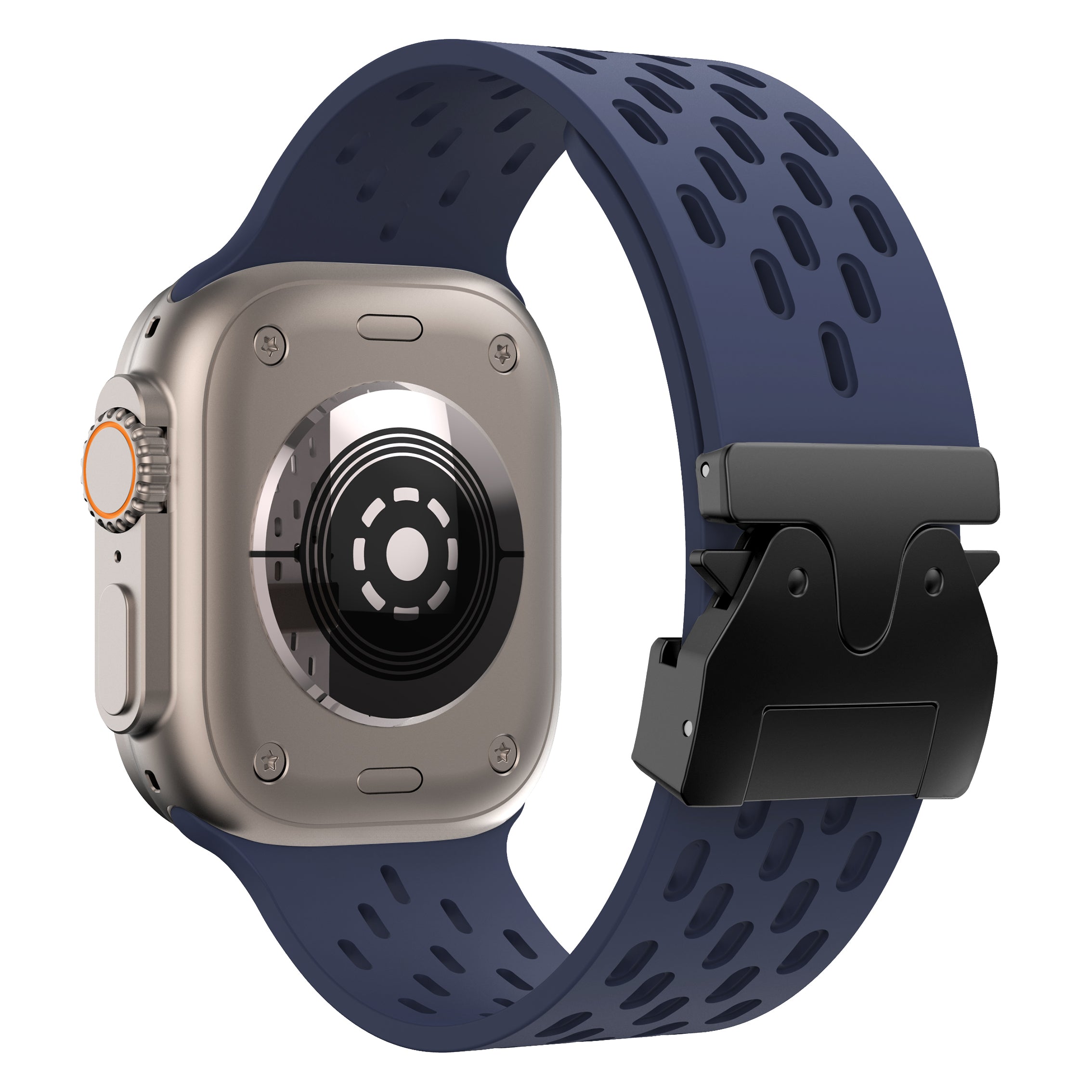 Apple Watch Silikonarmband mit P-Schnalle (Dunkelblau)
