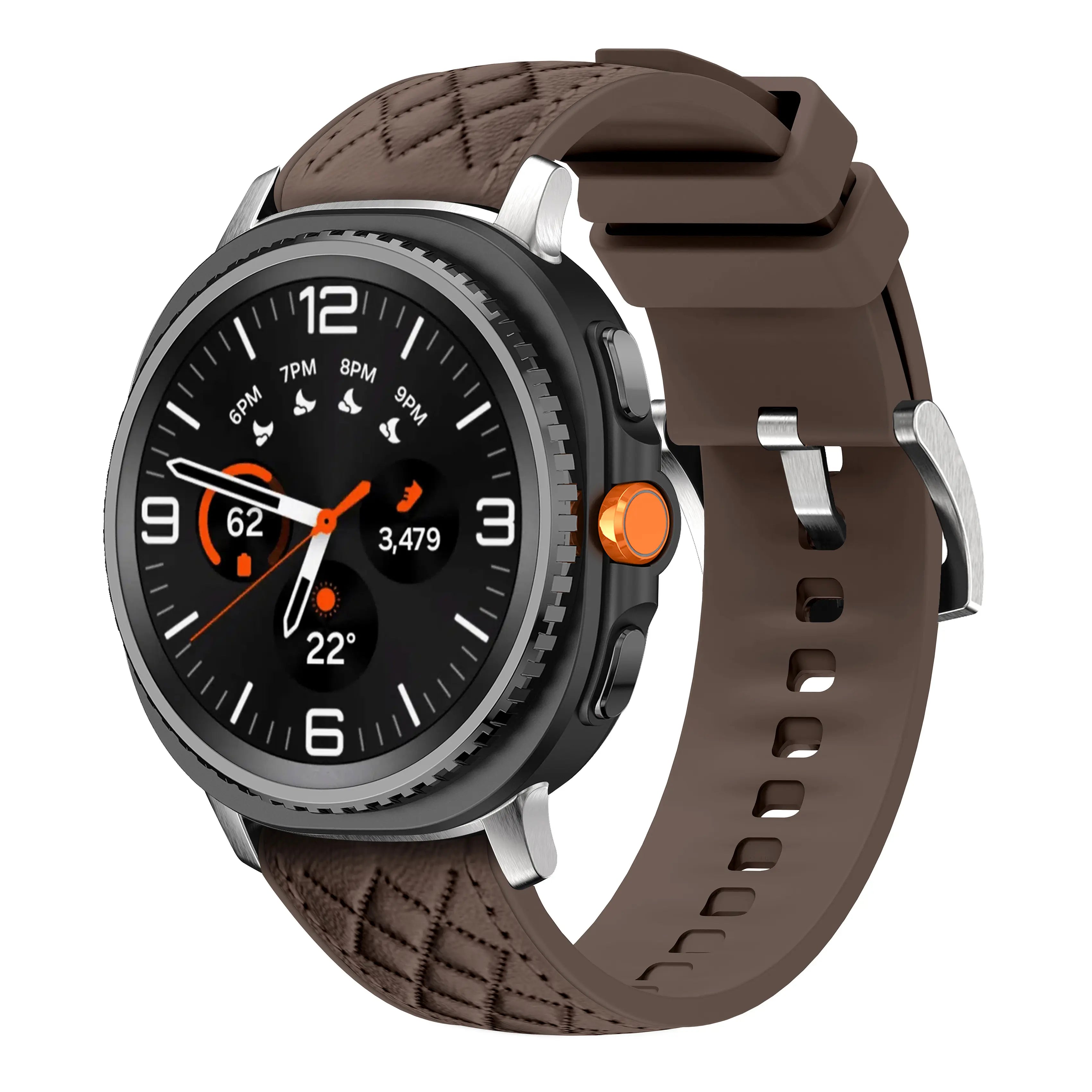 Samsung Galaxy Watch 9 - 40mm Diamond Leather Hybrid Strap (Dark Brown)