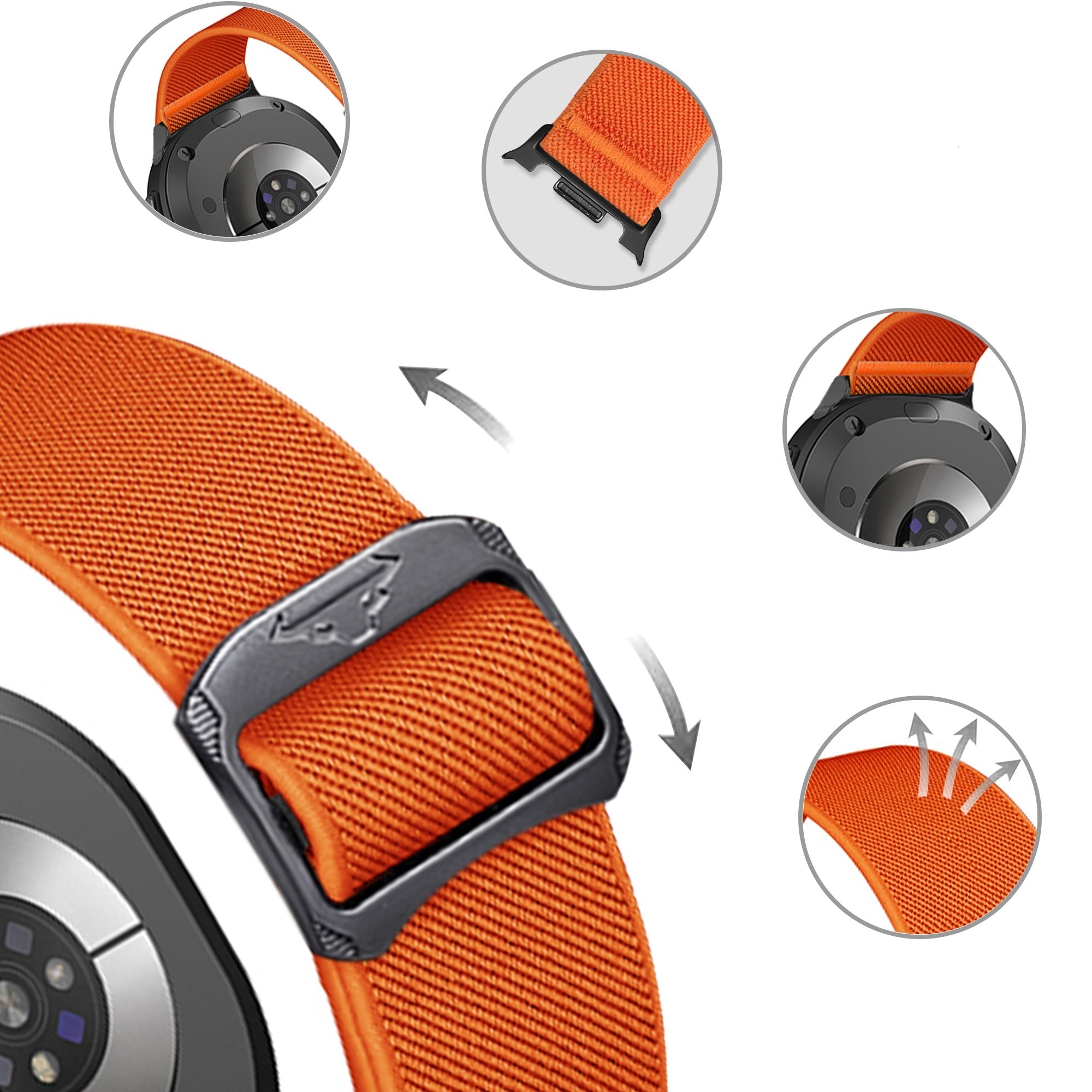 Samsung Galaxy Watch 8 Classic Elastic Strap (Orange)