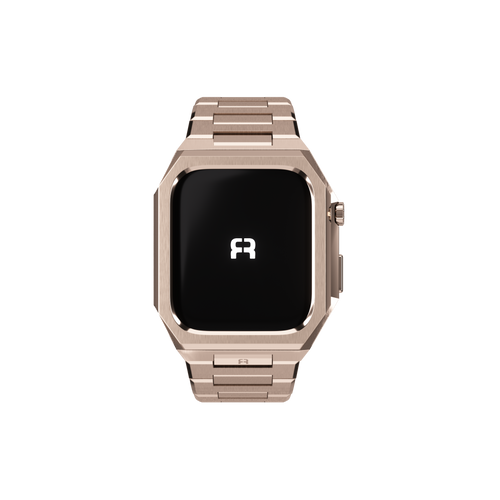 Reqior Apple Watch 45mm Hülle mit integriertem Stahlarmband 'Nautilus' (Roségold)