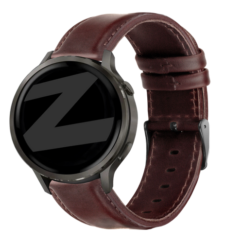 Bandz Garmin Forerunner 55 lederen band 'Classic' (donkerbruin)