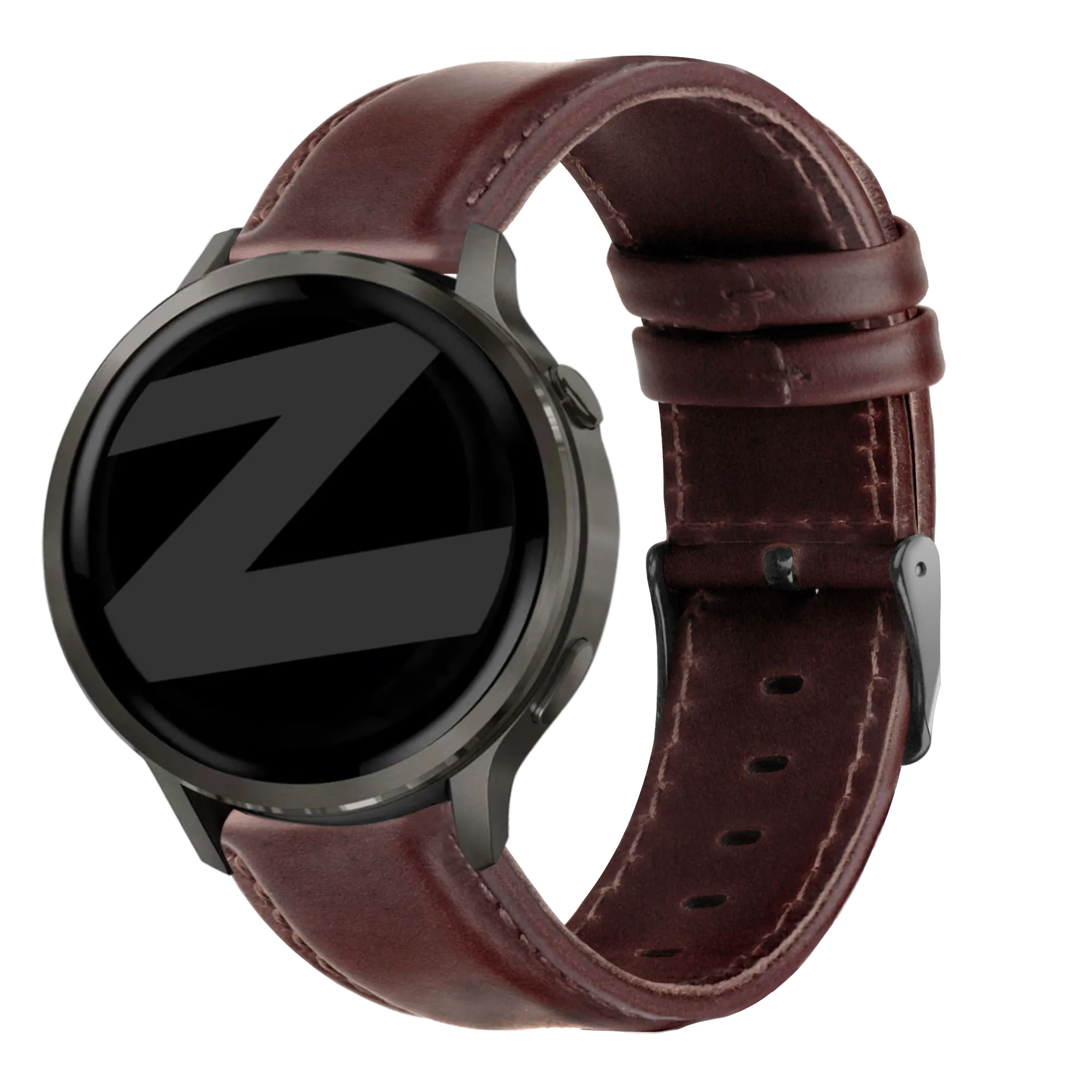 Bandz Garmin Vivoactive 3 Leather Strap 'Classic' (Dark Brown)