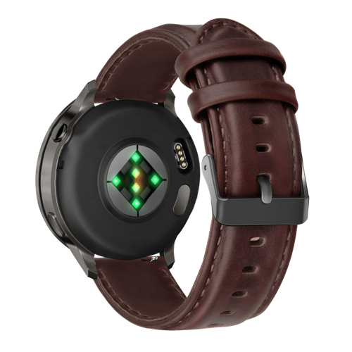 Bandz Garmin Forerunner 265 Leather Strap 'Classic' (Dark Brown)