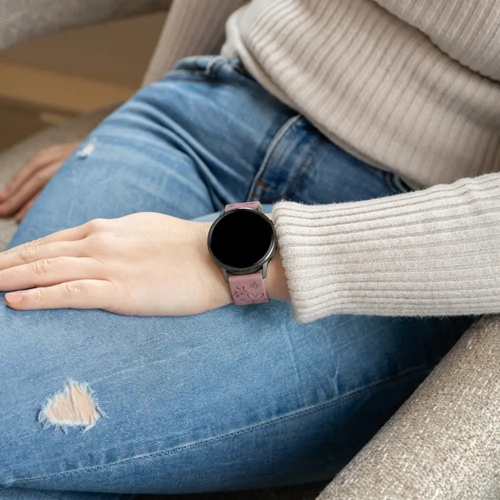 Bandz Bracelet silicone 'Fleurs' Garmin Venu 2s (violet foncé/rose clair)