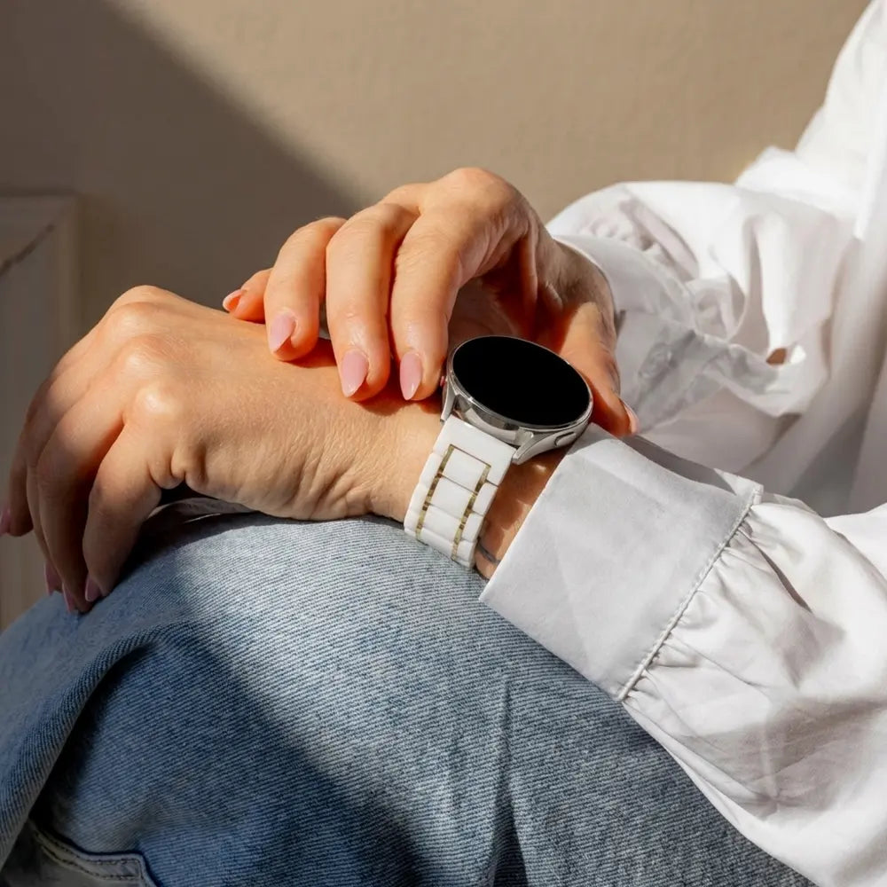 Samsung Galaxy Watch 7 - 40mm keramiek stalen band (wit/goud)