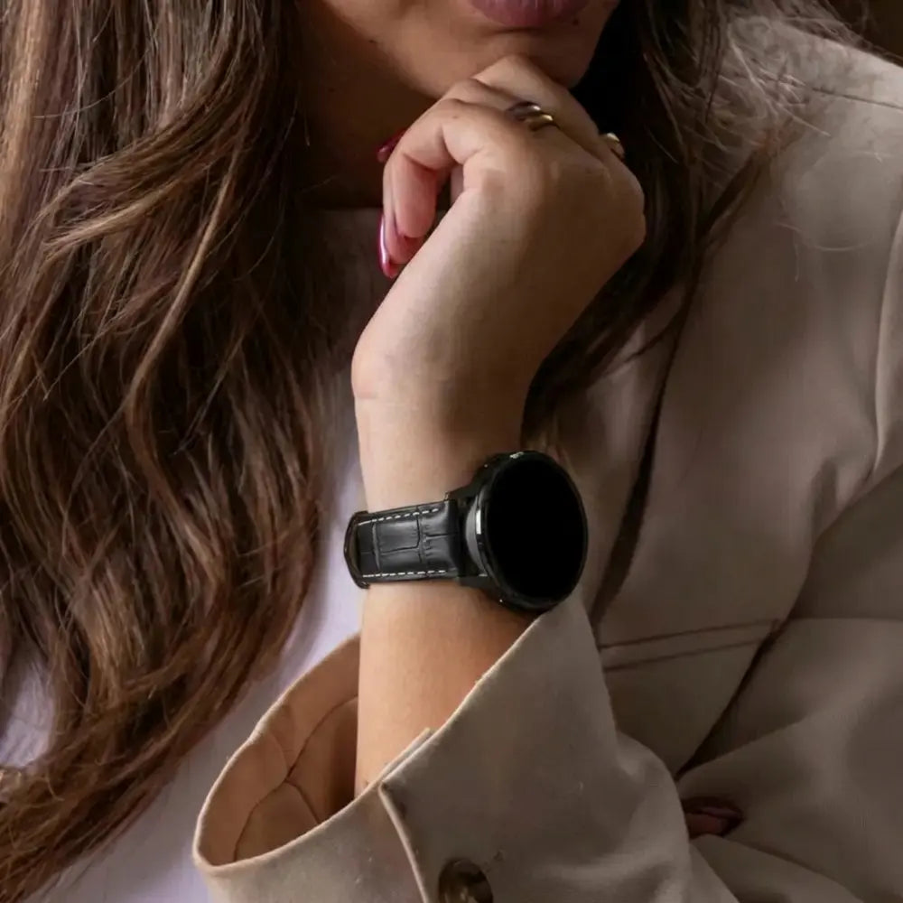 Bandz Garmin D2 Air X15 Leather Strap Crocodile Grain (Black)