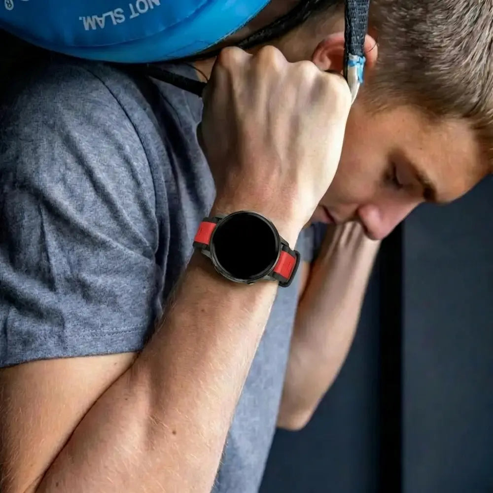 Bandz Garmin Vivoactive 6 Dual Buckled Sport Strap (Black-Red)