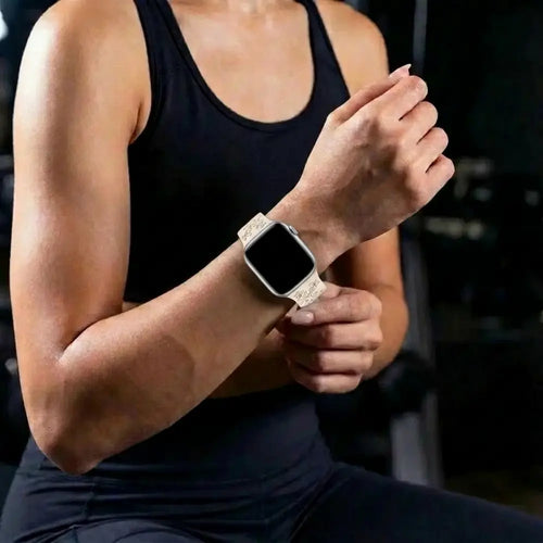 Apple Watch Flower Silicone Strap (Starlight-Black)