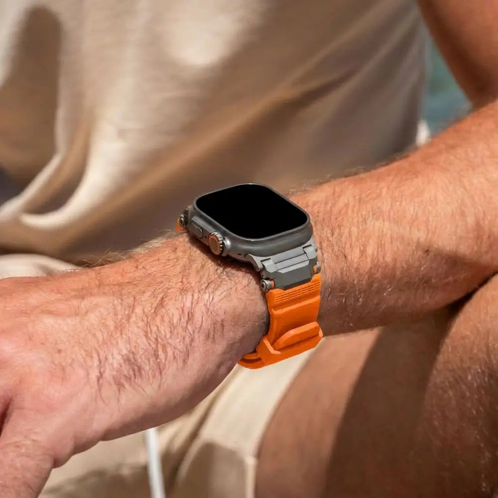 Apple Watch 'Adventurer' Silicone Strap (Orange with Titanium)