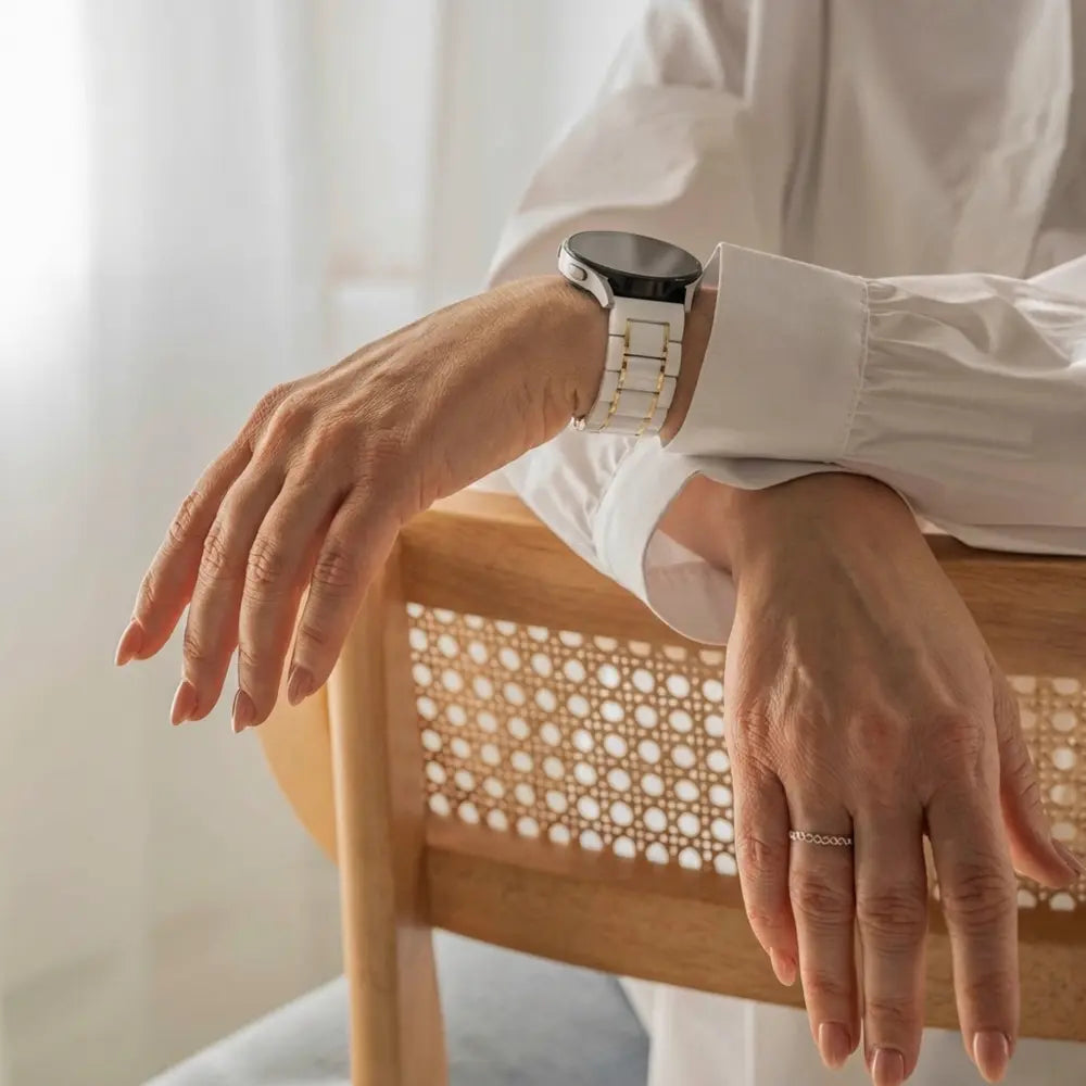 Samsung Galaxy Watch 7 - 40mm keramiek stalen band (wit/goud)