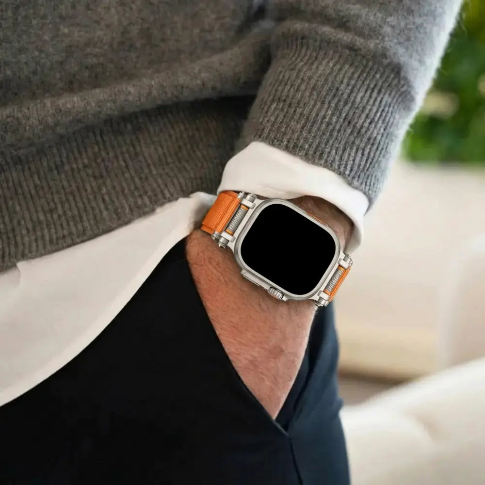 Bandz Correa nylon 'Explorer' Apple Watch Ultra (naranja/titanio)