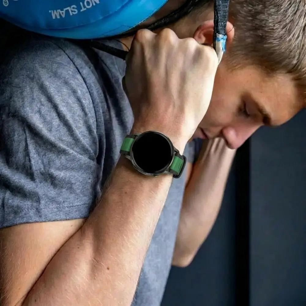 Bandz Garmin Vivoactive 6 Dual Buckled Sport Strap (Black-Green)