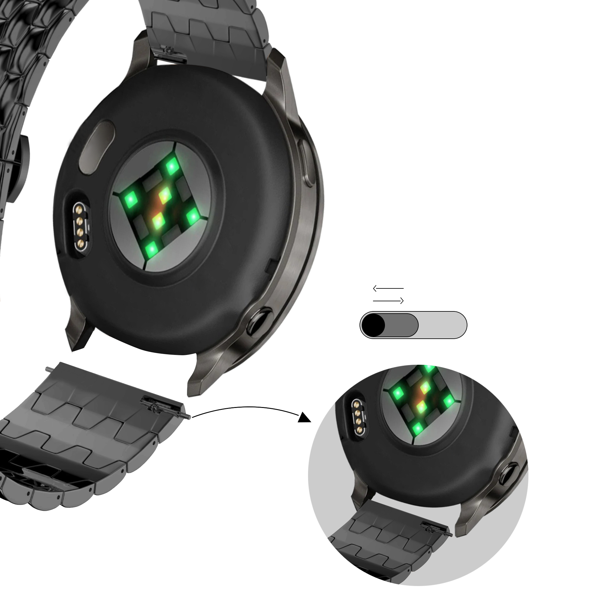 Bandz Garmin Forerunner 70 Steel Strap 'Dragon' (Black)