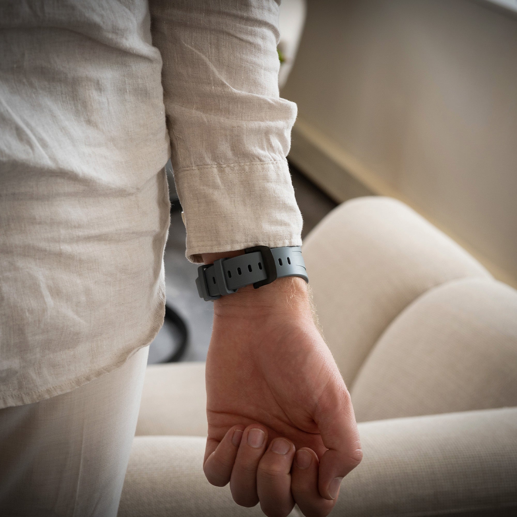 Bandz Correa silicona 'Luxe Liqiud' Apple Watch (gris con negro)