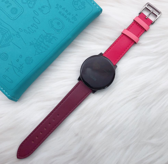 Coros Pace 2 Leather Duo Strap (Bright Pink/Dark Brown)