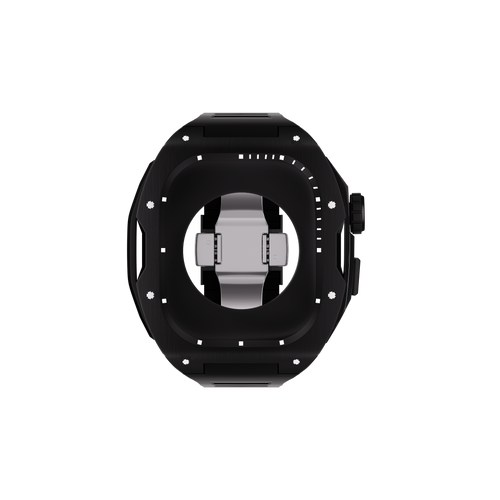 Reqior Apple Watch 45mm case met rubberen band (Zwart)