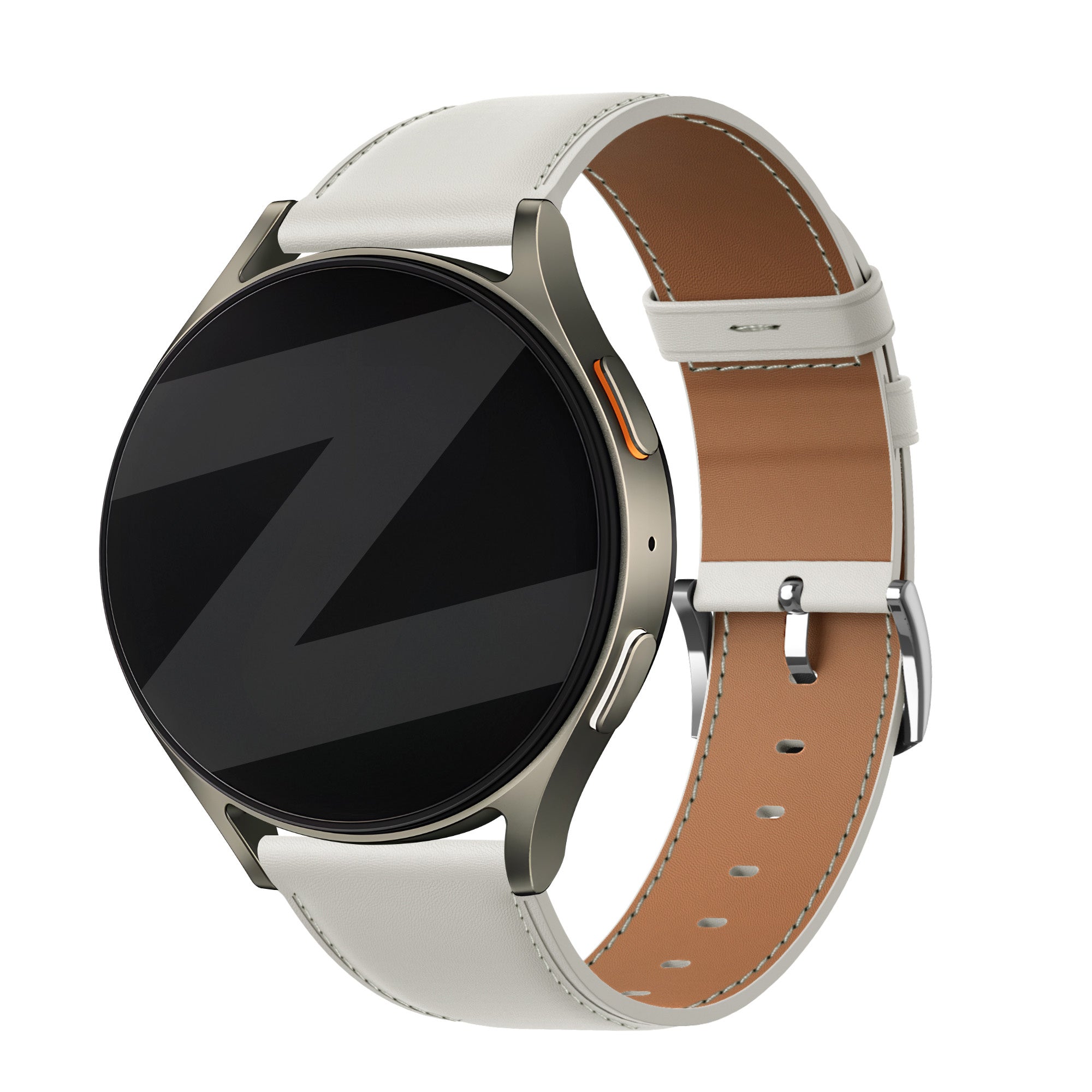 Bandz Fossil Gen 6 - 42mm Leather Strap 'Easy Fit' (White)