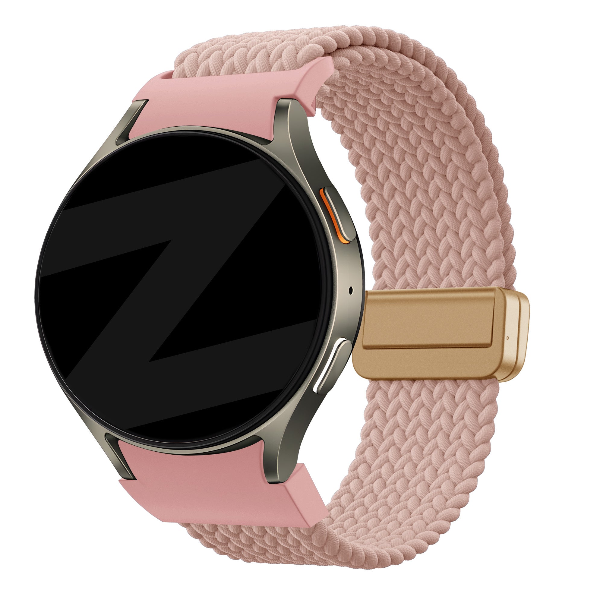 Bandz Samsung Galaxy Watch 4 44mm Braided Strap 'Easy Fit' (Pink)