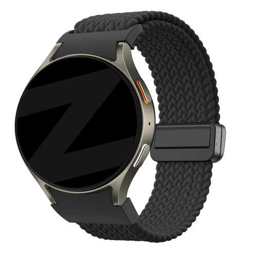 Bandz Samsung Galaxy Watch 4 44mm Geflochtenes Armband 'Easy Fit' (Schwarz)