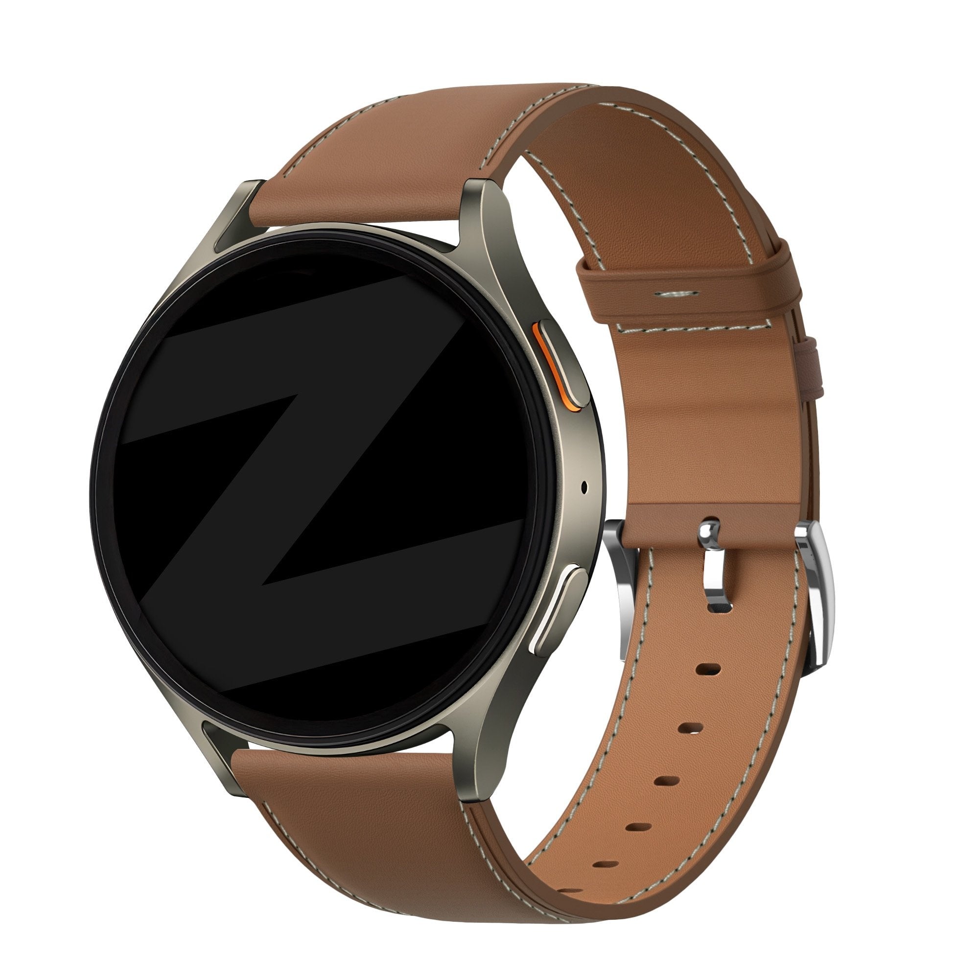 Bandz Samsung Galaxy Watch 4 - 44mm Leather Strap 'Easy Fit' (Brown)