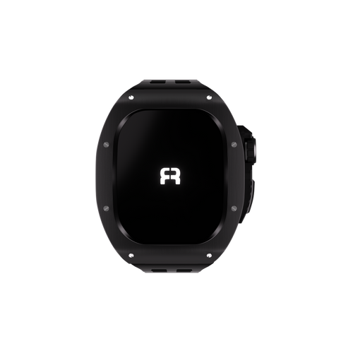 Reqior Funda de polímero y metal con correa de goma Apple Watch 45mm (negro)