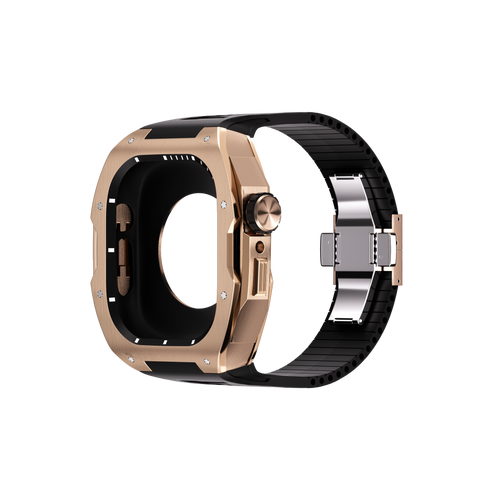 Reqior Boîtier avec bracelet en caoutchouc Apple Watch 45mm (rose or)
