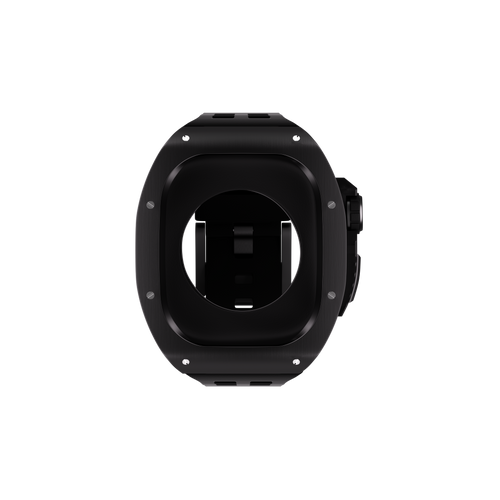 Reqior Funda de polímero y metal con correa de goma Apple Watch 45mm (negro)