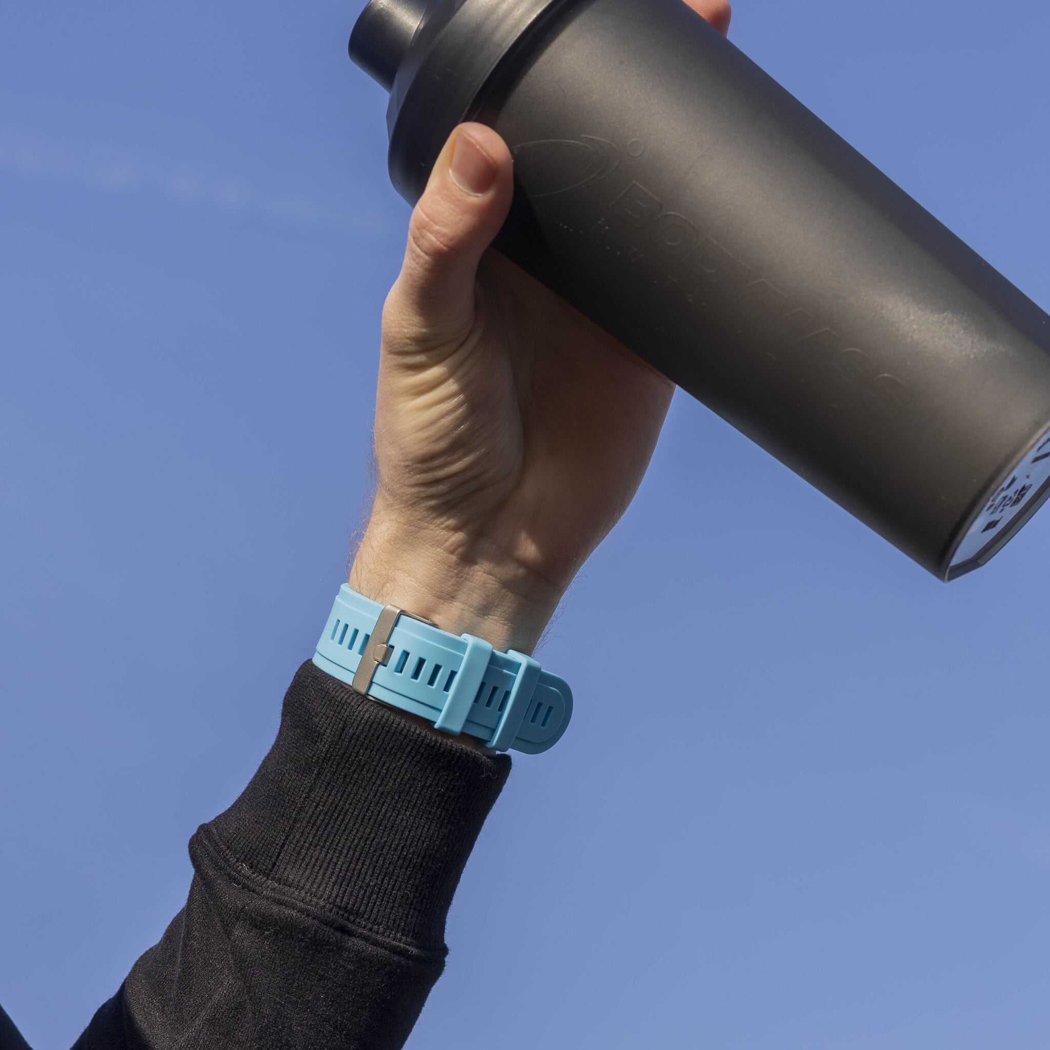 Garmin Fenix 7x Glänzendes Silikonarmband (Hell Blau)