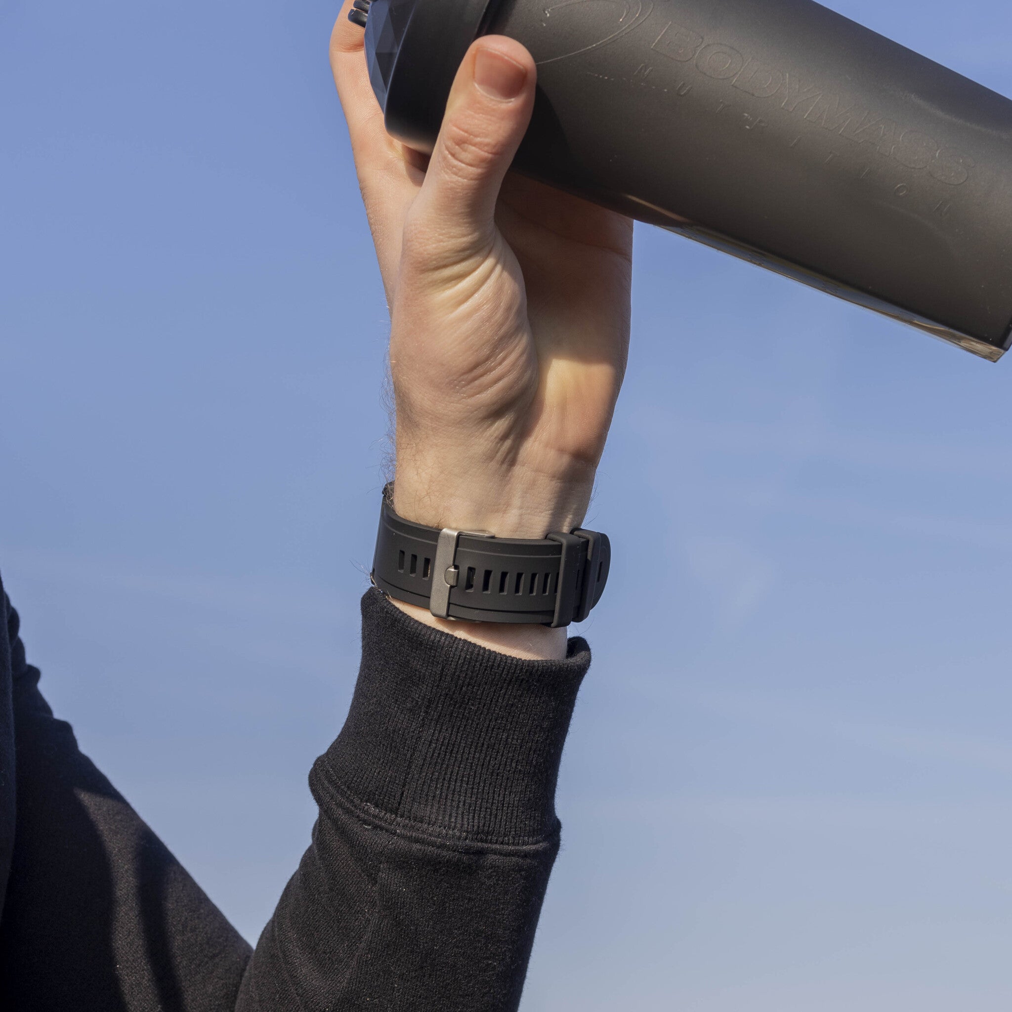 Garmin Fenix 7x Glänzendes Silikonarmband (Schwarz)