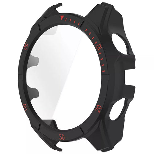 Funda rígida con vidrio Garmin Fenix 8 - 47mm AMOLED (negra/rojo)