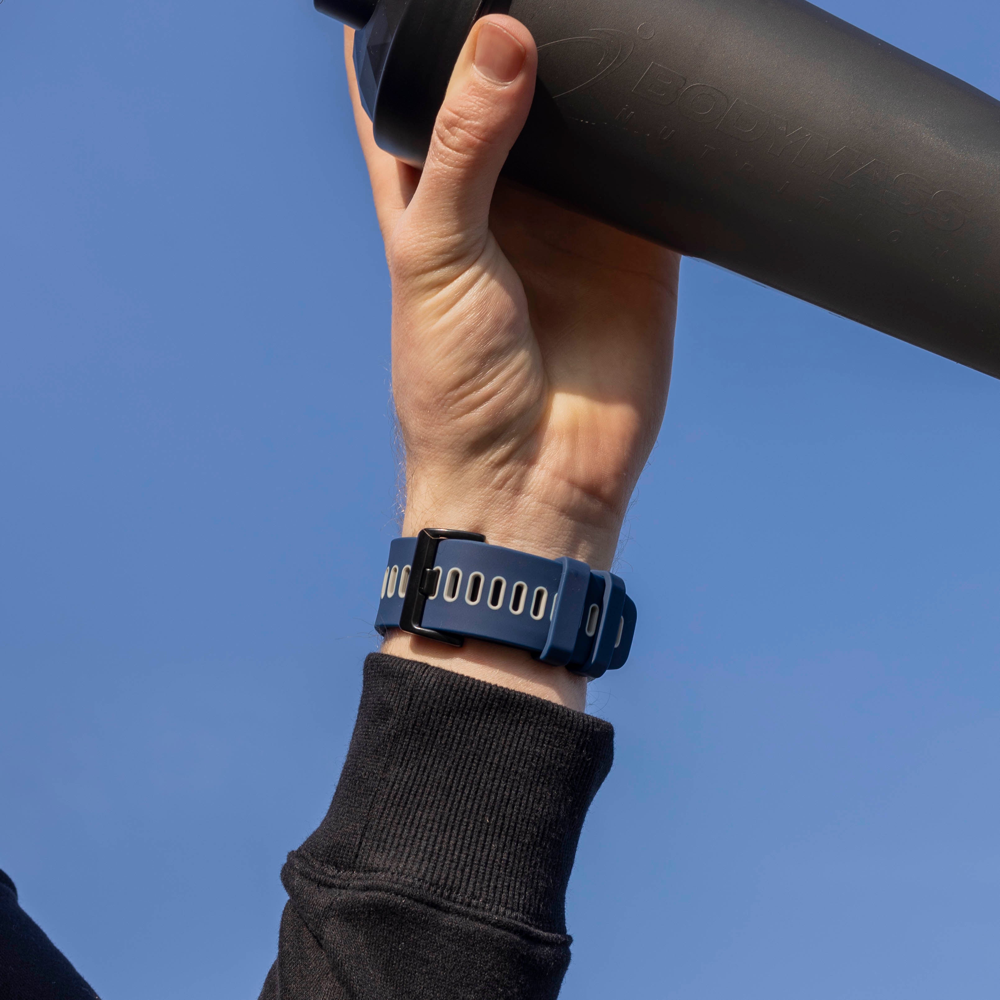 Garmin Quatix 3 / 6x / 7x Solar Buckled Sport Strap (Blue/Gray)
