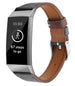 Fitbit Charge 3 / 4 leren vrouwenbandje (zwart)