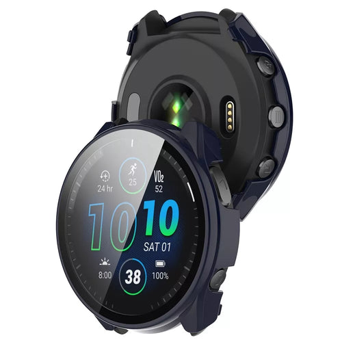 Funda rígida con vidrio Garmin Forerunner 965 (azul oscuro)