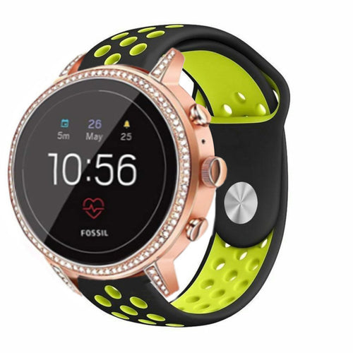 Correa deportiva Fossil Gen 4 Venture HR (negro/amarillo)