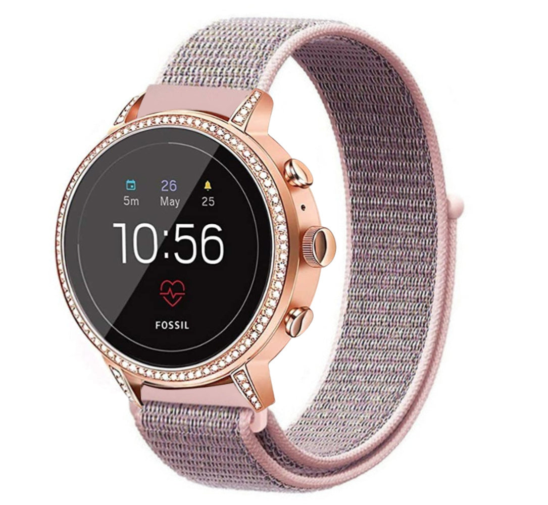 Fossil Gen 4 Venture (HR) Nylon Strap (Grey/Pink)