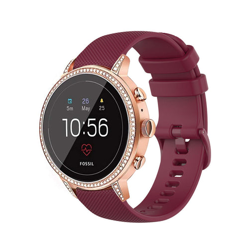 Fossil Gen 4 Venture (HR) siliconen bandje (donkerrood)