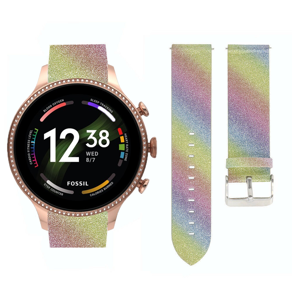 fossil-gen-6-44mm-glitter-bandje-regenboog