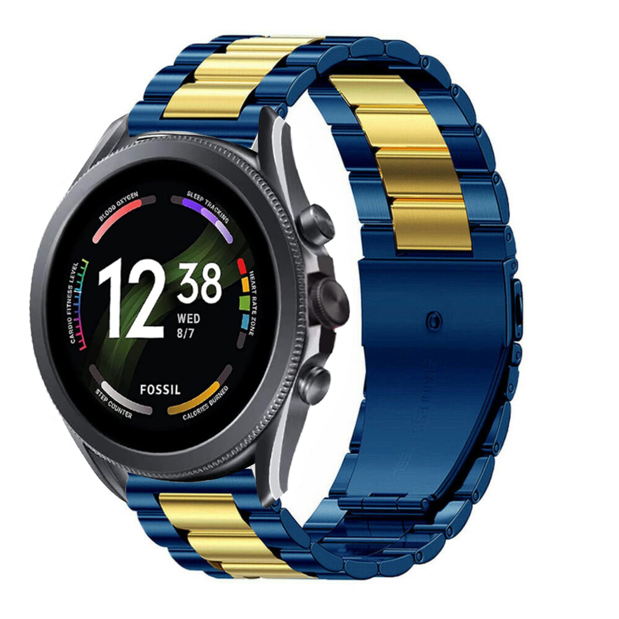 fossil-gen-6-44mm-stalen-band-blauw-goud