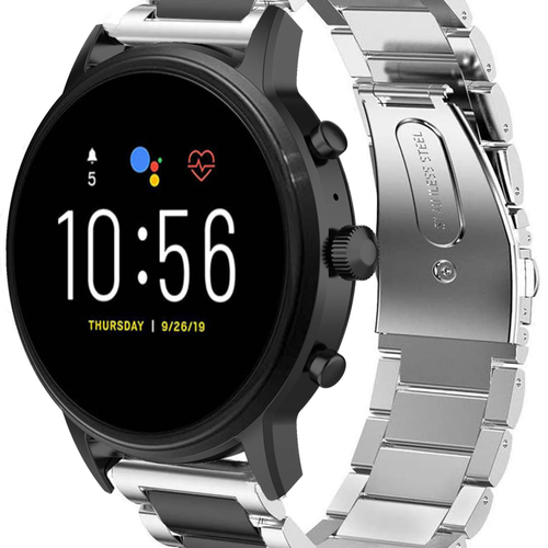 Correa acero Fossil Gen 4 Explorist HR (plateado/negro)