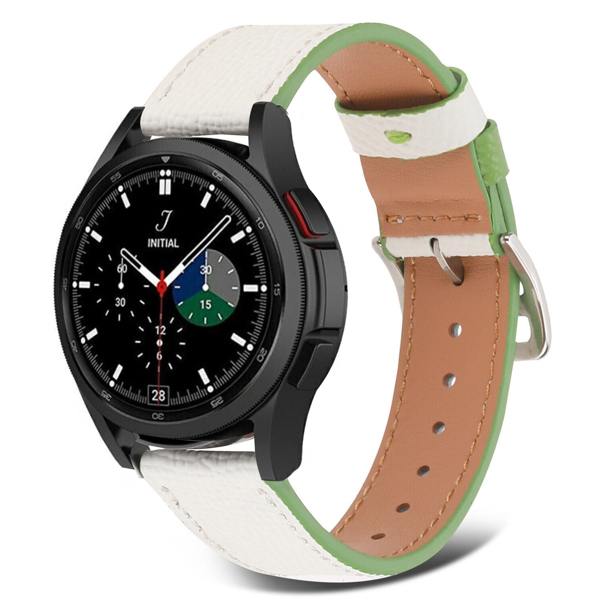 galaxy-watch-4-classic-leren-bandje-wit-groen