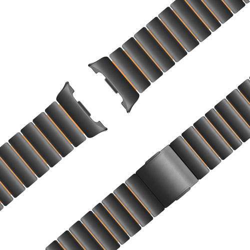 Bandz Samsung Galaxy Watch 8 Classic titanium band 'Hybrid' (zwart/oranje)