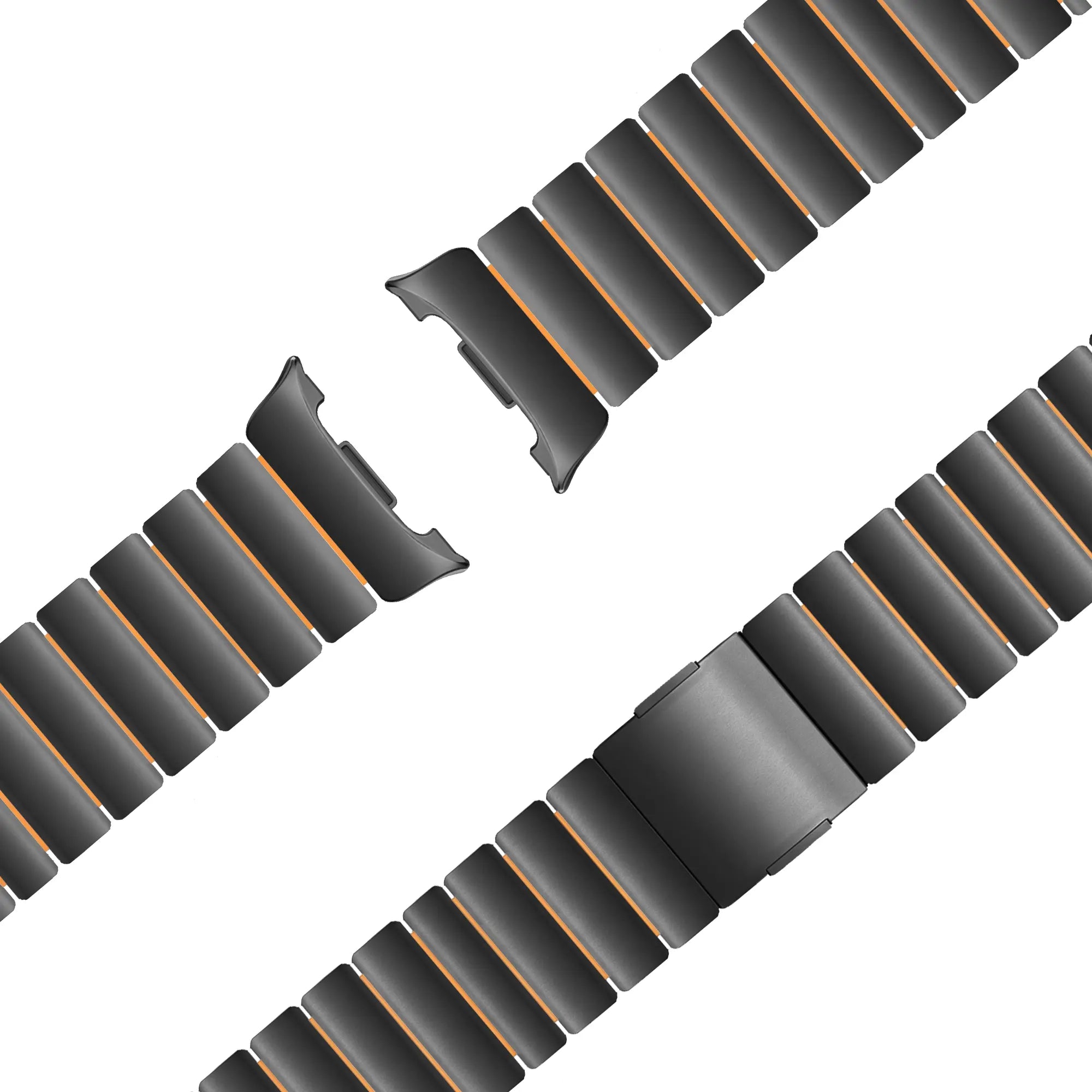 Bandz Samsung Galaxy Watch 8 Classic titanium band 'Hybrid' (zwart/oranje)