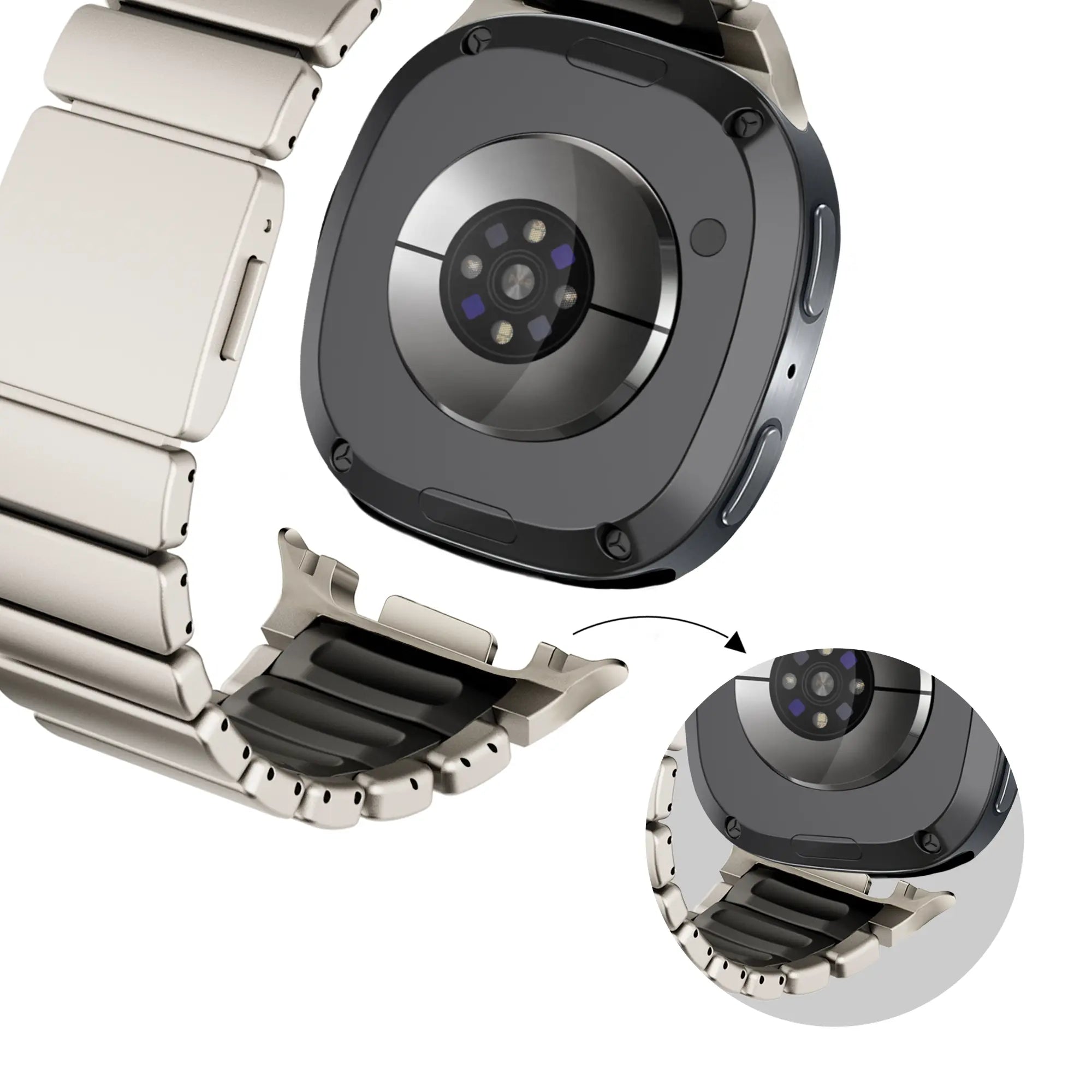 Bandz Samsung Galaxy Watch 8 - 40mm Titanarmband 'Hybrid' (Titan/Schwarz)