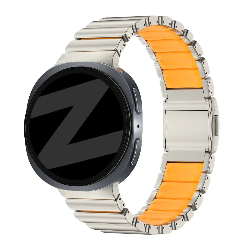 Bandz Samsung Galaxy Watch 8 - 44mm Titanarmband 'Hybrid' (Titan/Orange)