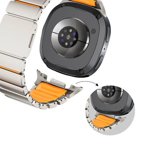 Bandz Samsung Galaxy Watch 8 - 44mm Titanarmband 'Hybrid' (Titan/Orange)